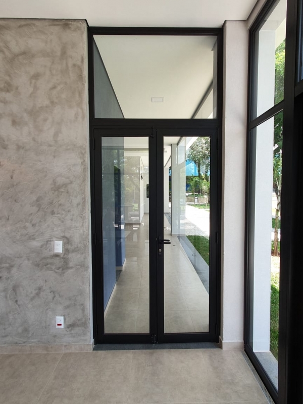 Porta de Alumínio com Vidro Jardim Alto da Colina - Porta de Vidro Temperado
